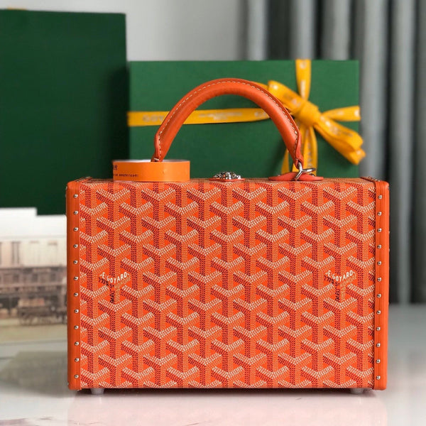 BORSA GRAND HÔTEL TRUNK 24 IN TELA GOYARDINE ARANCIONE E PELLE DI VITELLO