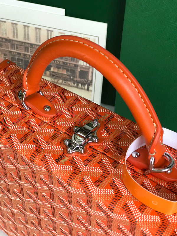 BORSA GRAND HÔTEL TRUNK 24 IN TELA GOYARDINE ARANCIONE E PELLE DI VITELLO