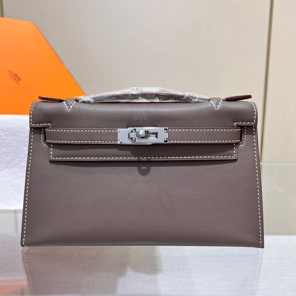 HM KELLY POCHETTE 22CM ETAN SWIFT ARGENTO HARDWARE