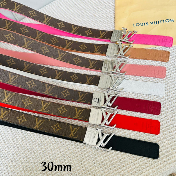 LV Initiales 30mm Reversible Belt Gold Rotating Buckle Burgundy Brown Leather