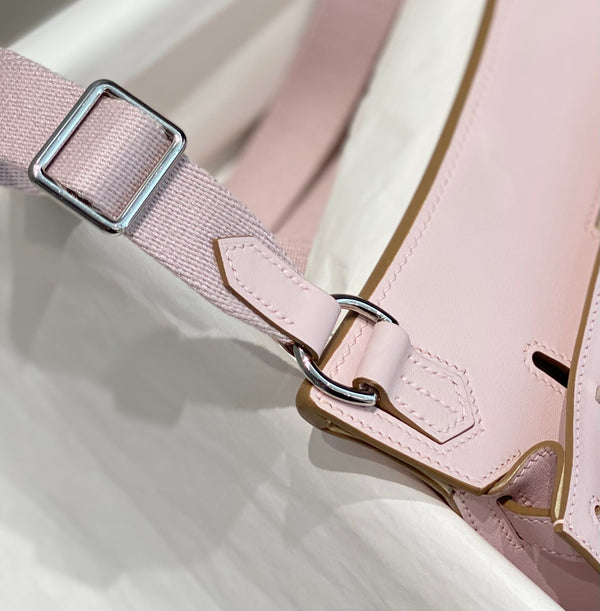 BORSA A TRACOLLA HM JYPSIERE 23 IN PELLE DI VITELLO ROSA CONTORNO