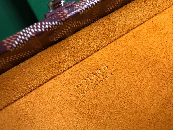 BORSA GRAND HÔTEL TRUNK BAG 24 IN TELA GOYARDINE ROSSO BORDEAUX E PELLE DI VITELLO