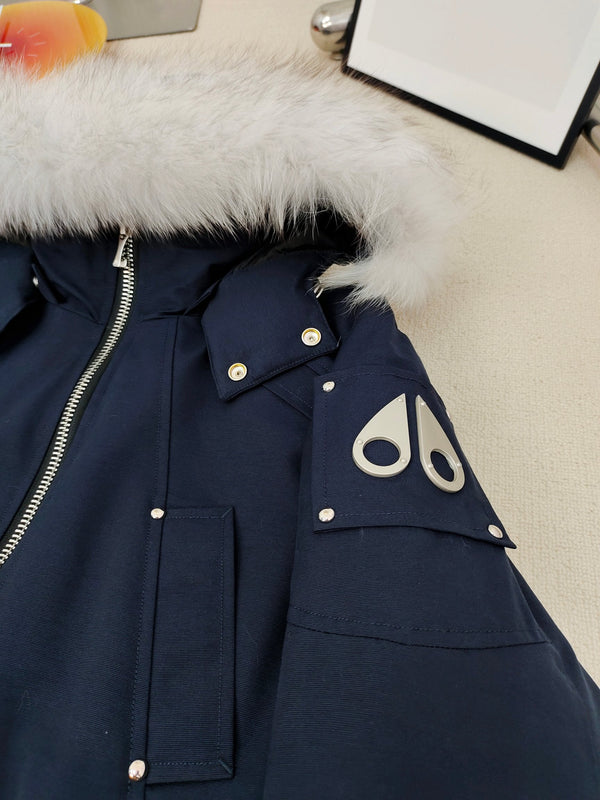 C. Goose Down Jacket Navy Blue Polyester 0017