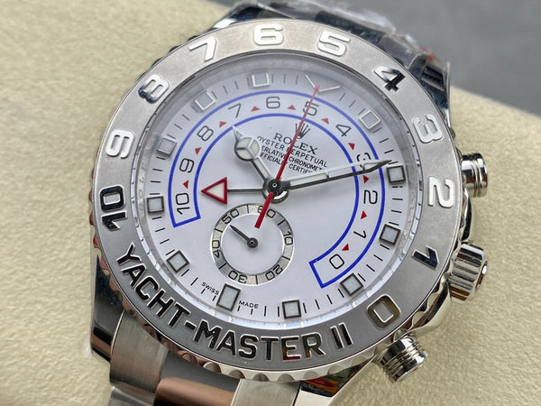 Rolex Yacht-Master II 44mm quadrante bianco argento 