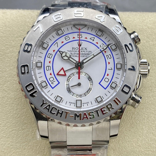 Rolex Yacht-Master II 44mm quadrante bianco argento 