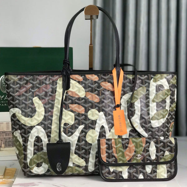 BORSA SAINT LOUIS PM 34 IN TELA GOYARDINE CAMOUFLAGE VERDE LETTRES