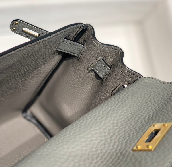 HM Mini Kelly 20cm Gris Meyer Togo Leather Gold Hardware