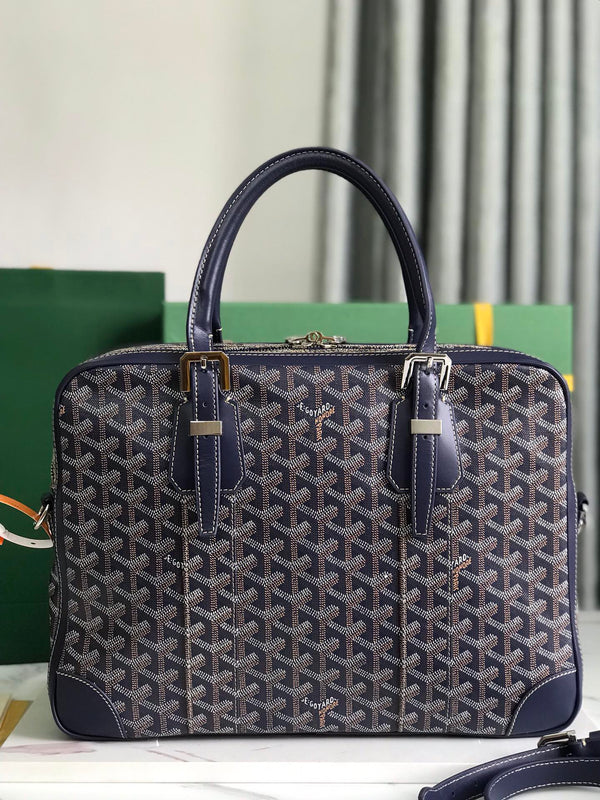 PORTADOCUMENTI AMBASSADE 35 IN TELA GOYARDINE BLU MARINO