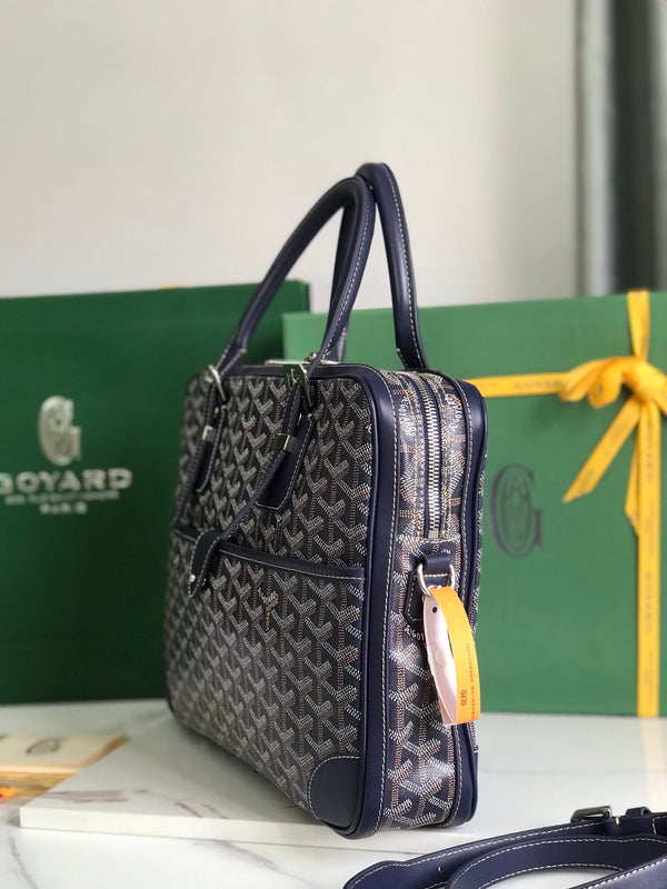 PORTADOCUMENTI AMBASSADE 35 IN TELA GOYARDINE BLU MARINO