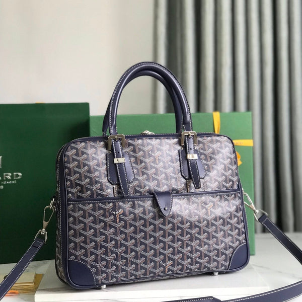 PORTADOCUMENTI AMBASSADE 35 IN TELA GOYARDINE BLU MARINO