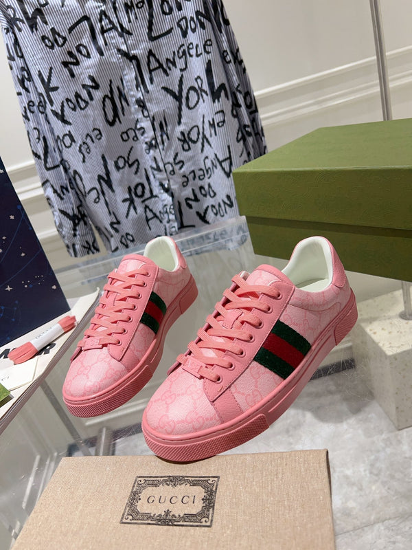 GG ACE GG SUPREME TRAINER IN PELLE DI VITELLO ROSA BRILLANTE