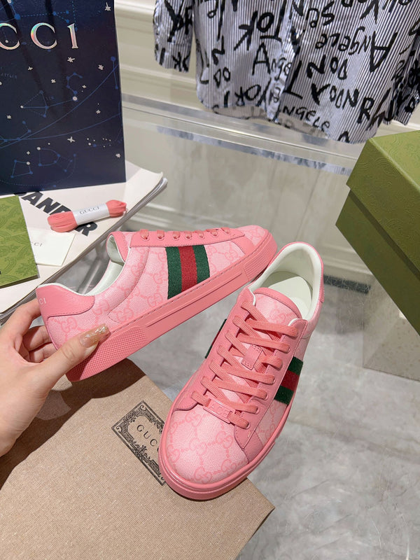 GG ACE GG SUPREME TRAINER IN PELLE DI VITELLO ROSA BRILLANTE