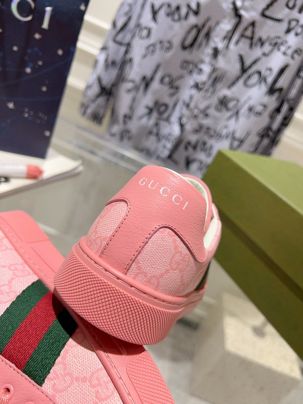 GG ACE GG SUPREME TRAINER IN PELLE DI VITELLO ROSA BRILLANTE