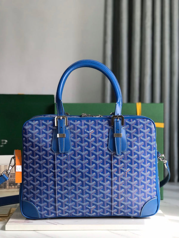 PORTADOCUMENTI AMBASSADE 35 IN TELA GOYARDINE BLU ZAFFIRO