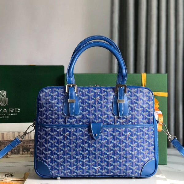 PORTADOCUMENTI AMBASSADE 35 IN TELA GOYARDINE BLU ZAFFIRO