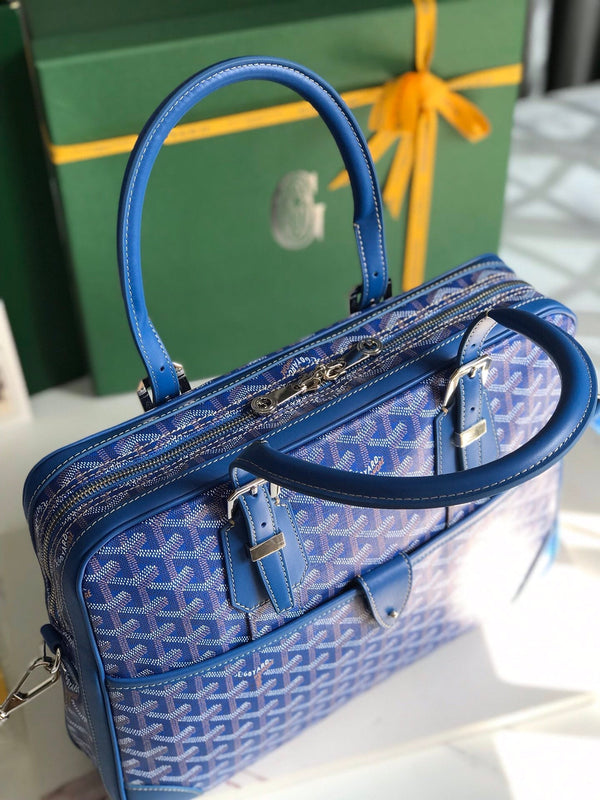 PORTADOCUMENTI AMBASSADE 35 IN TELA GOYARDINE BLU ZAFFIRO