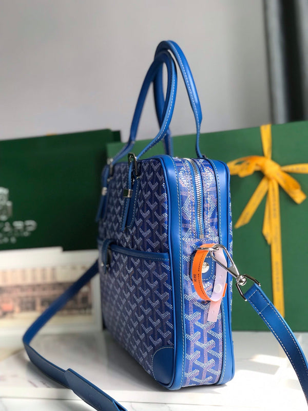 PORTADOCUMENTI AMBASSADE 35 IN TELA GOYARDINE BLU ZAFFIRO