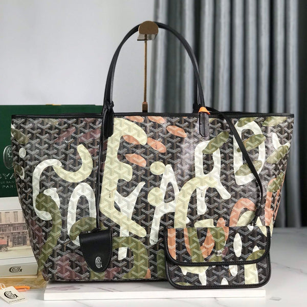 BORSA SAINT LOUIS GM 40 IN TELA GOYARDINE CAMOUFLAGE VERDE LETTRES