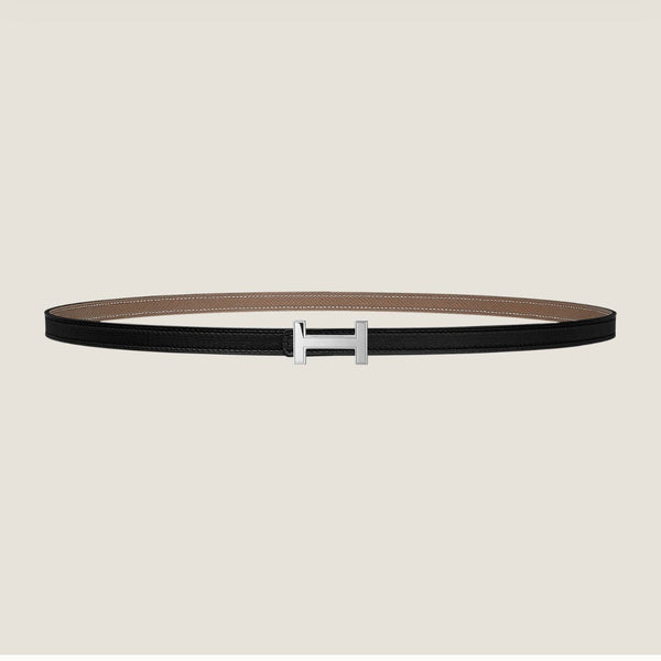 FIBBIA HM FOCUS E CINTURINO REVERSIBILE IN PELLE MARRONE KAKI E NERA 13 MM FERRAMENTA ARGENTO