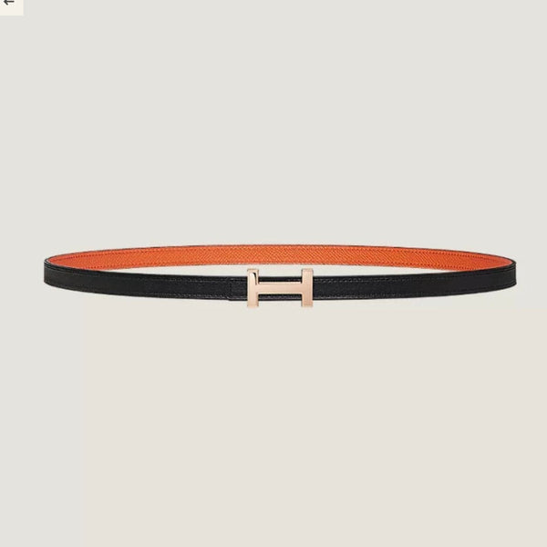FIBBIA HM FOCUS E CINTURINO REVERSIBILE IN PELLE NERA E ARANCIONE 13 MM FERRAMENTA IN RAME