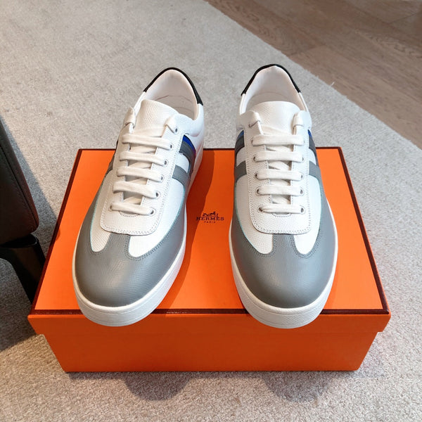 SNEAKER HM BOOMERANG BIANCO MIX GRIGIO MIX PELLE DI VITELLO NERA