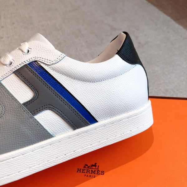 SNEAKER HM BOOMERANG BIANCO MIX GRIGIO MIX PELLE DI VITELLO NERA