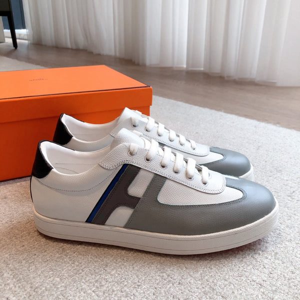 SNEAKER HM BOOMERANG BIANCO MIX GRIGIO MIX PELLE DI VITELLO NERA