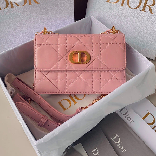 BORSA MISS CARO 17 CON CATENA IN PELLE DI AGNELLO ROSA SCURO