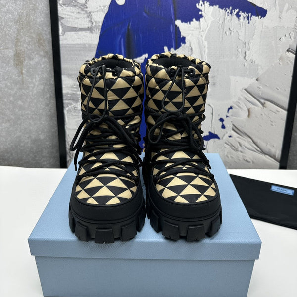 SCARPONE APRÈS SKI PRA RE-NYLON IN GABARDINE NERO E BEIGE