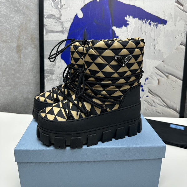 SCARPONE APRÈS SKI PRA RE-NYLON IN GABARDINE NERO E BEIGE