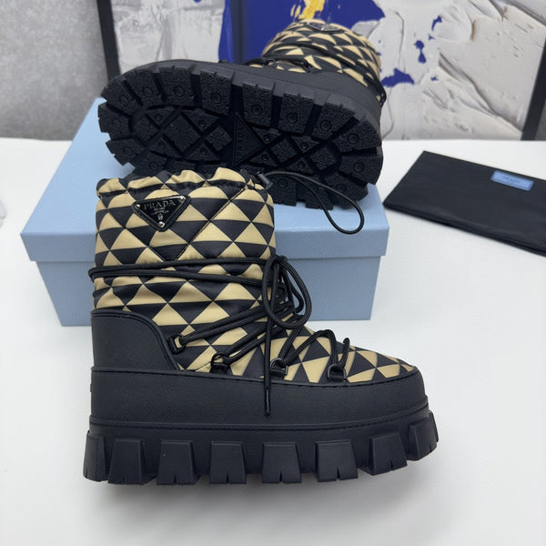 SCARPONE APRÈS SKI PRA RE-NYLON IN GABARDINE NERO E BEIGE