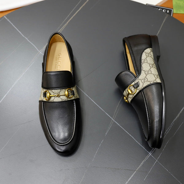Mocassino da uomo GG in tela di vacchetta nera 551268
