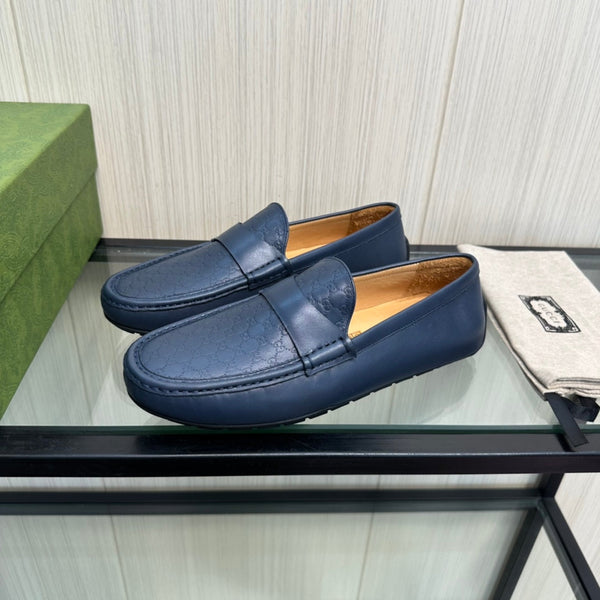 GG Men's Loafer Navy Blue Cowhide 165497