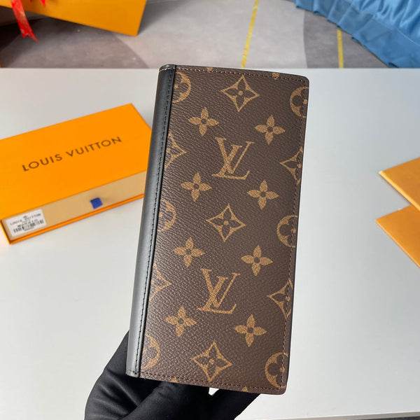 Portafoglio LV M69410 Brazza in tela monogramma e pelle di mucca 221642