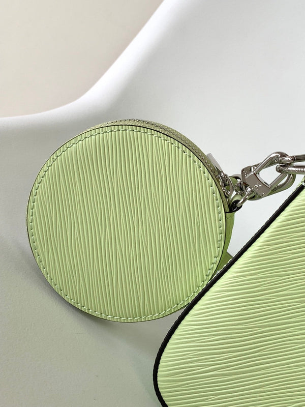 LV Marellini 19cm Pelle bovina Epi Grain verde Metallo HW