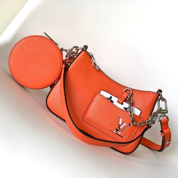 LV Marellini 19cm Arancione Epi Grain Pelle di Vacchetta Metallo HW