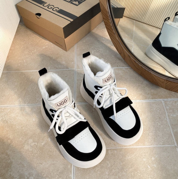 UGG Tasman-inspired Platform Boots Black White Suede 512831