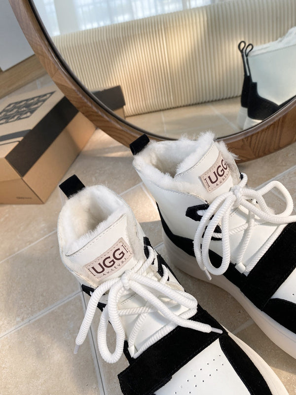 UGG Tasman-inspired Platform Boots Black White Suede 512831