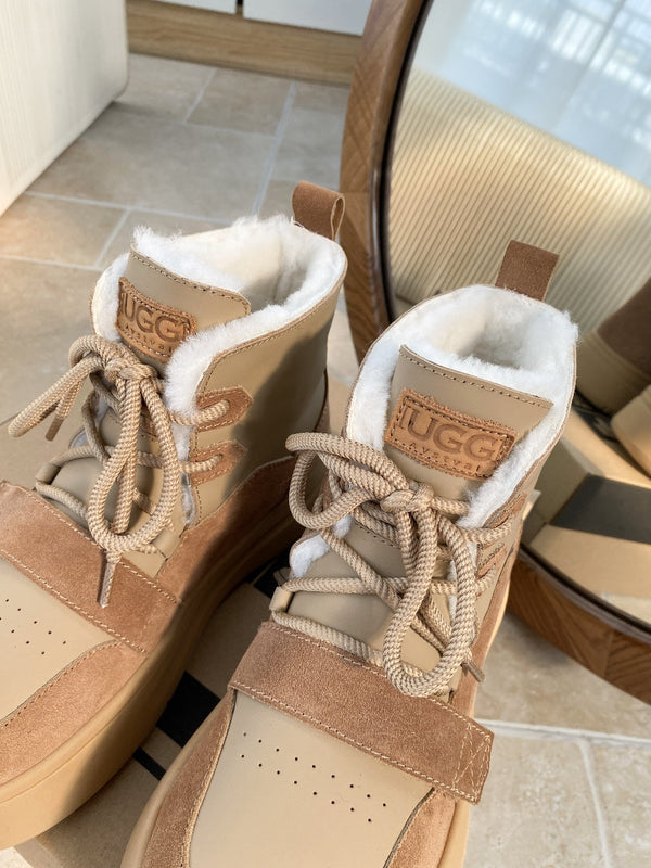 UGG Tasman-inspired Platform Boots Brown Beige Suede 512832