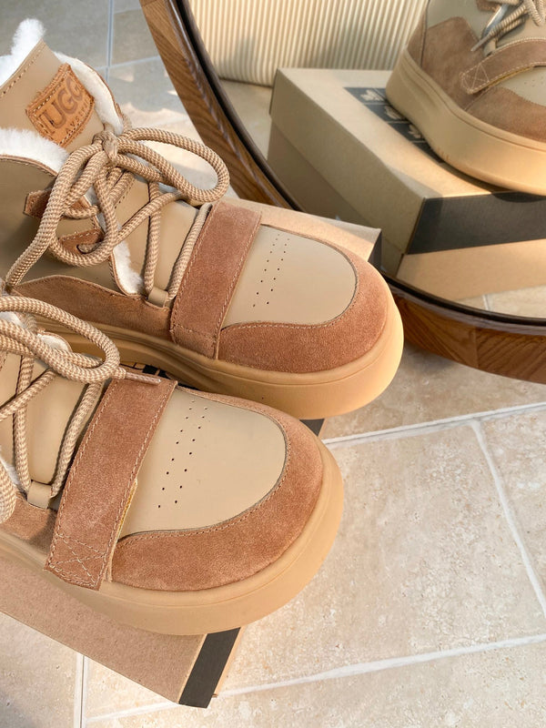 UGG Tasman-inspired Platform Boots Brown Beige Suede 512832