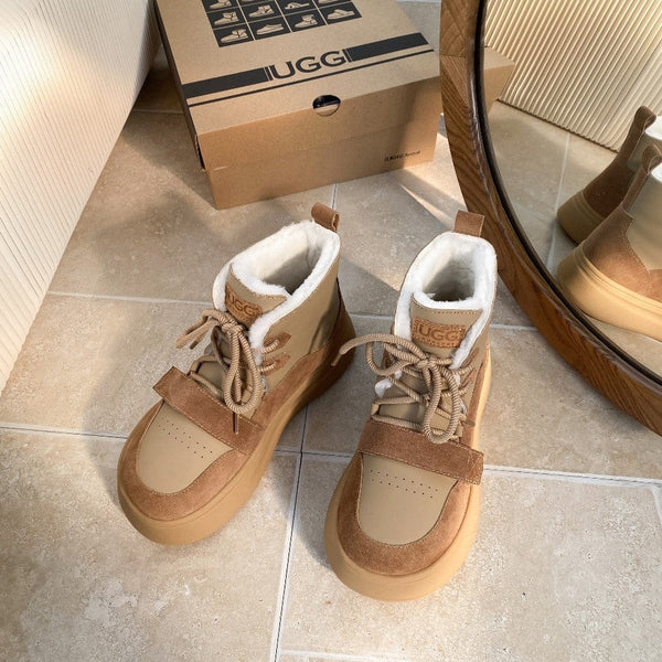 UGG Tasman-inspired Platform Boots Brown Beige Suede 512832