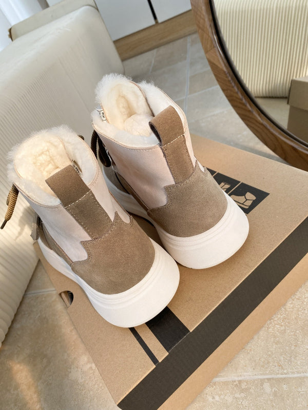 UGG Tasman-inspired Platform Boots Brown Off White Suede 512833