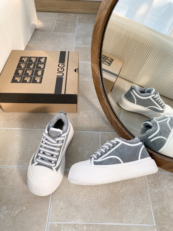 UGG Casual Sports Sneakers Grey White Suede Wool Rubber 512823