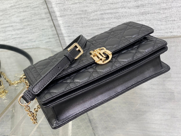 MY CD 24 TOP HANDLE BAG BLACK LAMBSKIN