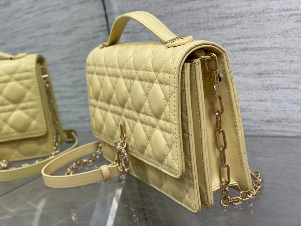 MY CD 24 TOP HANDLE BAG LIGHT YELLOW LAMBSKIN