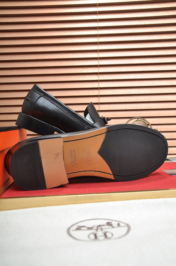 Mocassini HM Destin da uomo in pelle di vacchetta nera 668421