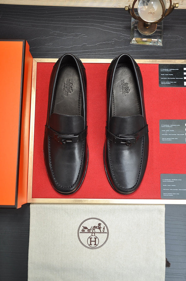 Mocassini HM Destin da uomo in pelle di vacchetta nera 668421