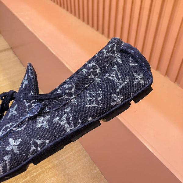 MOCASSINO LV IN DENIM MONOGRAM BLU NOTTE CON FIOCCO