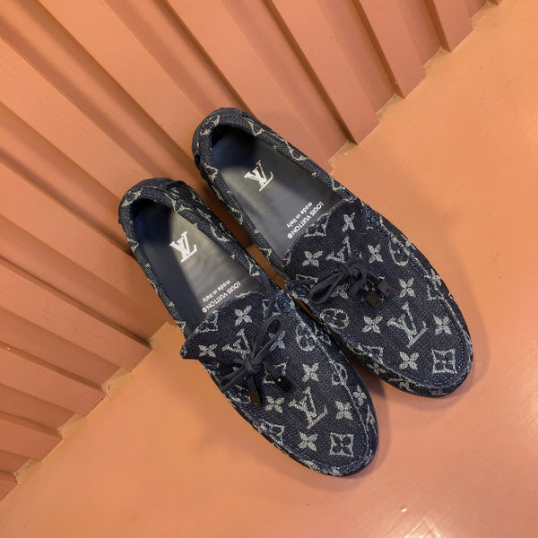MOCASSINO LV IN DENIM MONOGRAM BLU NOTTE CON FIOCCO