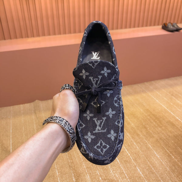 MOCASSINO LV IN DENIM MONOGRAM BLU NOTTE CON FIOCCO